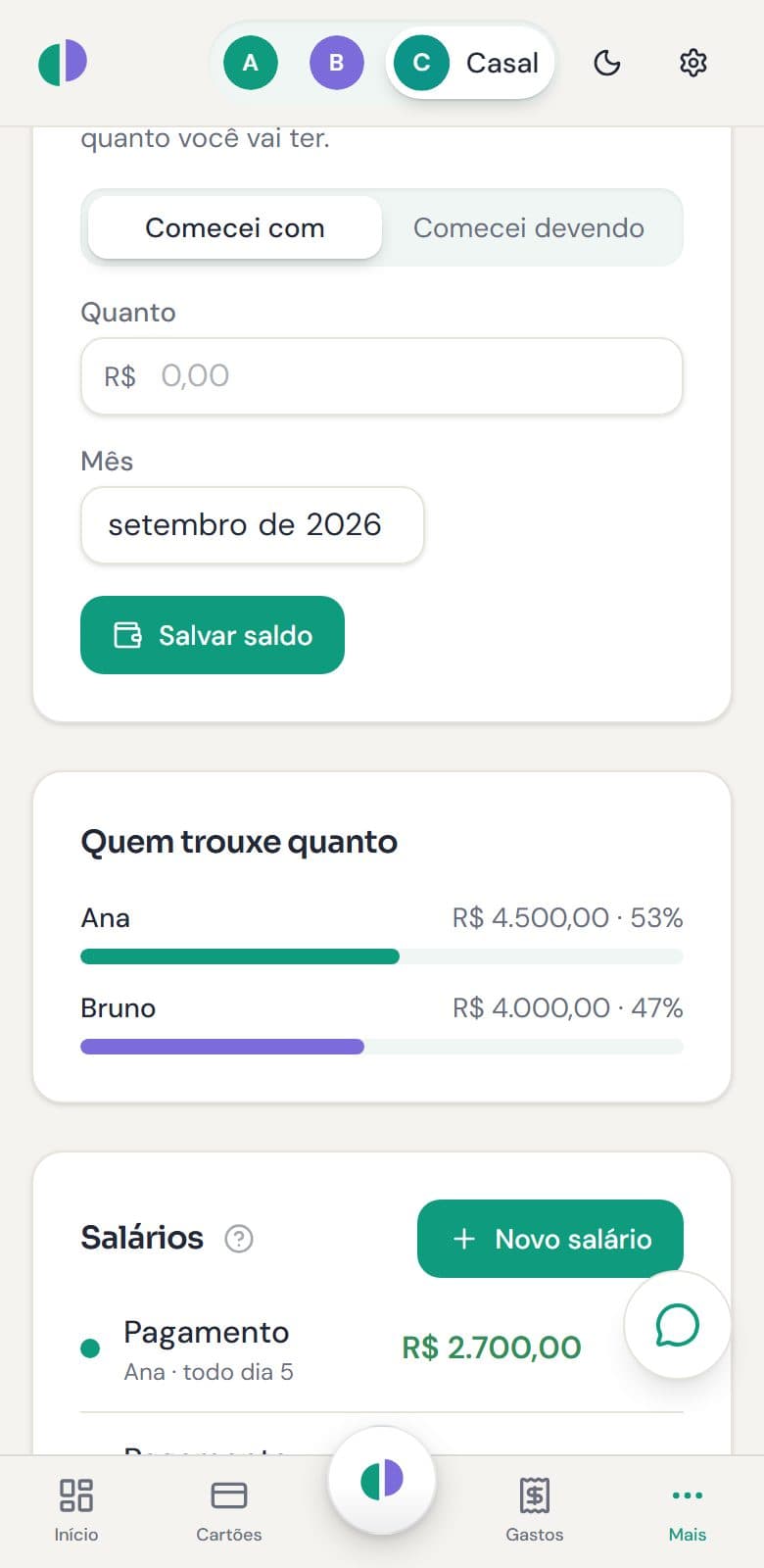 Quem trouxe quanto, sem ninguém precisar perguntar